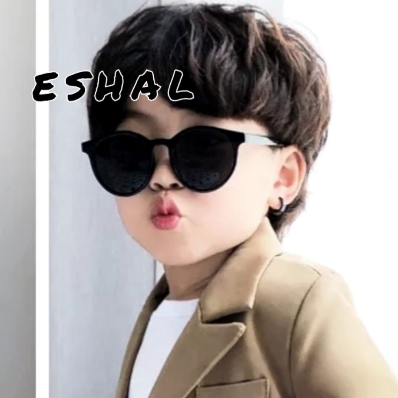 Kacamata Anak Oval Bulat Hitam Merah Gaya Kece