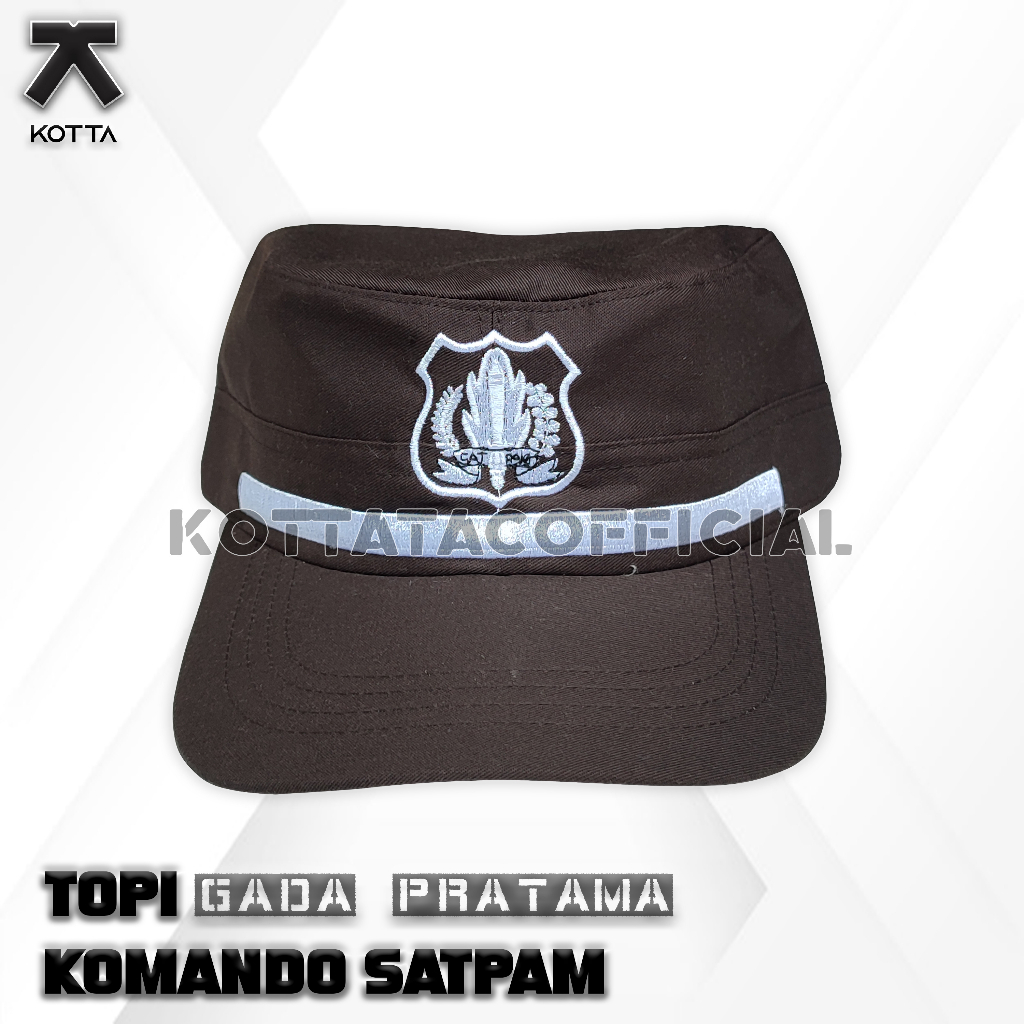 TOPI KOMANDO SATPAM - TOPI SATPAM COKELAT - TOPI SECURITY
