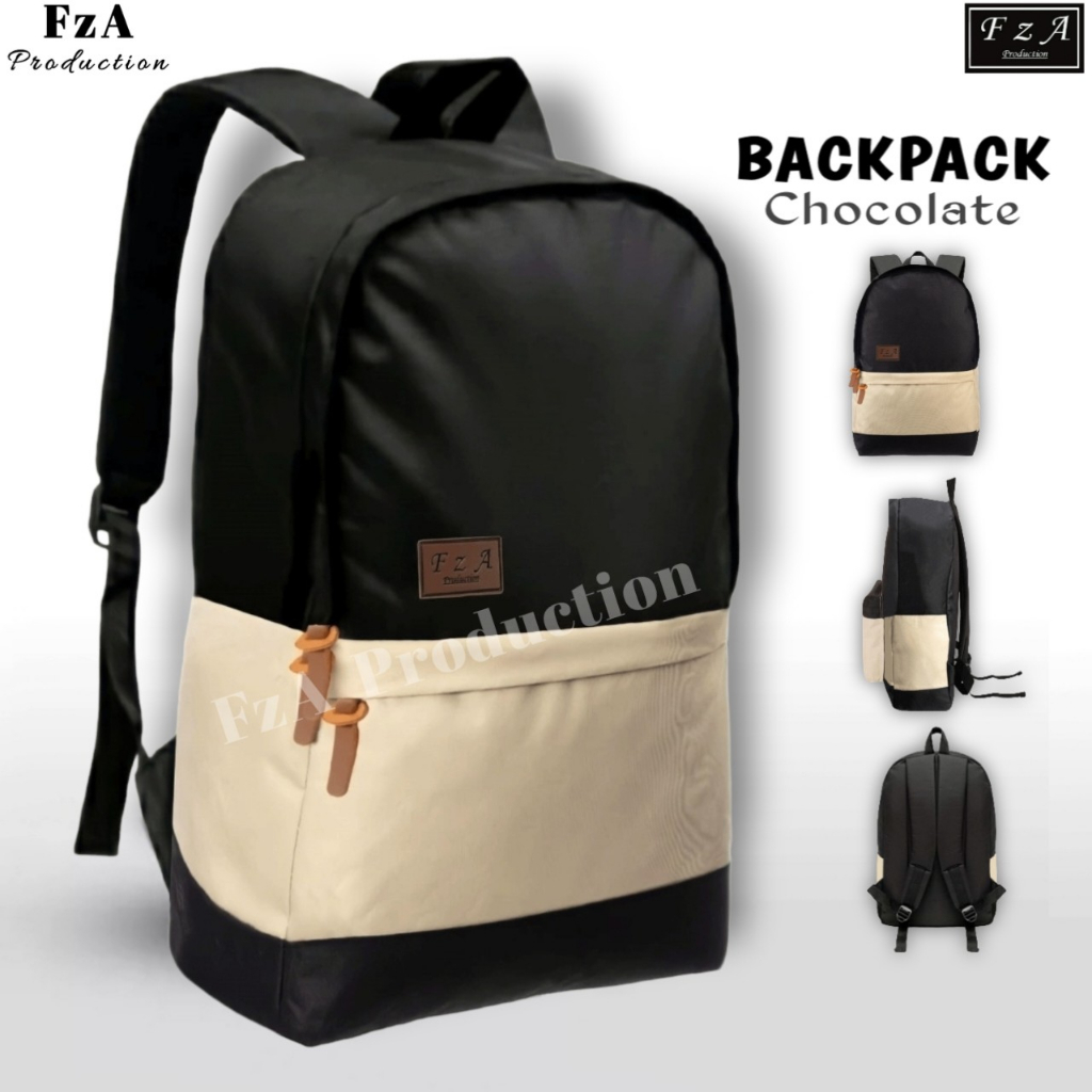 FzA Official - Tas Ransel Punggung Distro Casual Pria Wanita / Tas Ransel Laptop Origin SPT02 - CHocolate