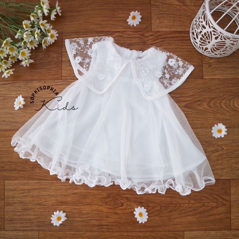 Baju Gaun Dress Anak original by Sophisophia Warna Sage green (1 set  bando)