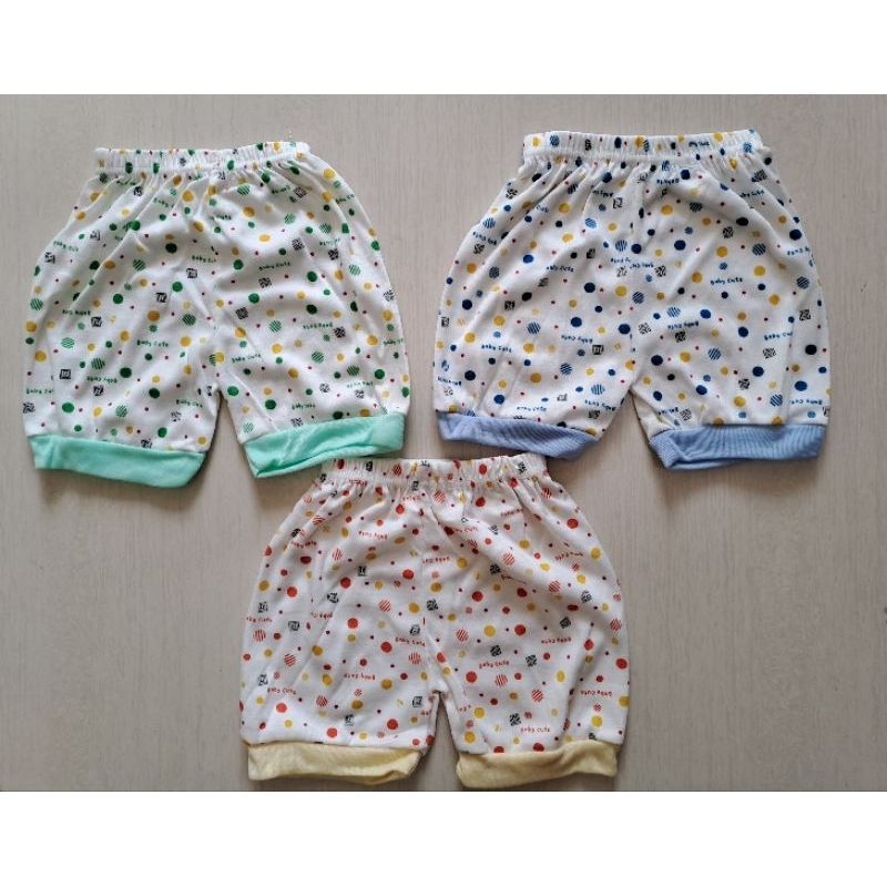 Celana bayi pendek printing newborn SNI 3pc