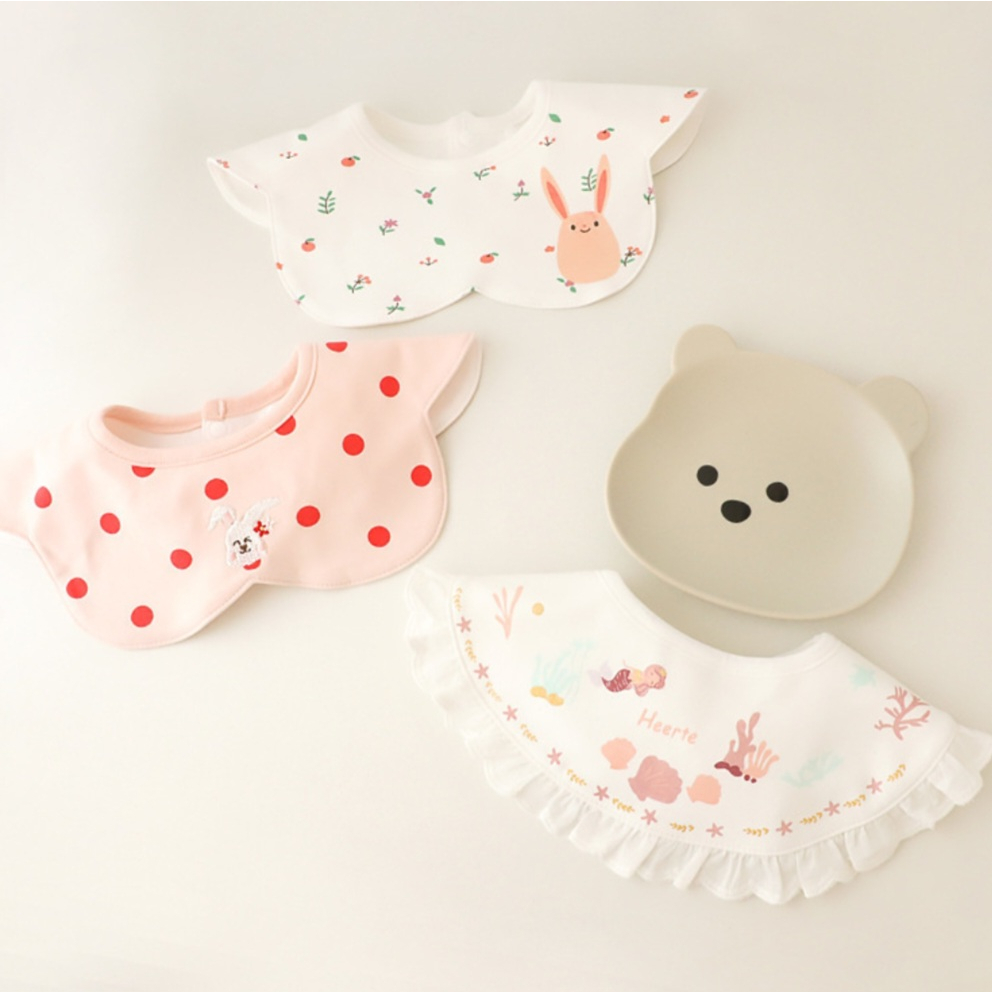 BIANCA - Bibs Premium Tadah Air Liur Anak / Celemek Anak 3 IN 1 CREAM BEAR SERIES