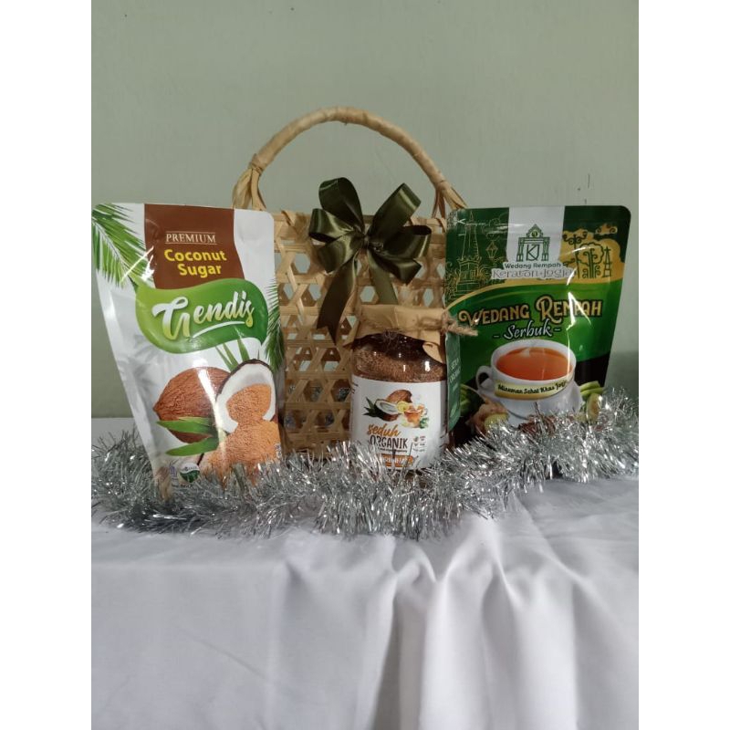 

Hampers lebaran produk sehat organik gula semut dan wedang rempah