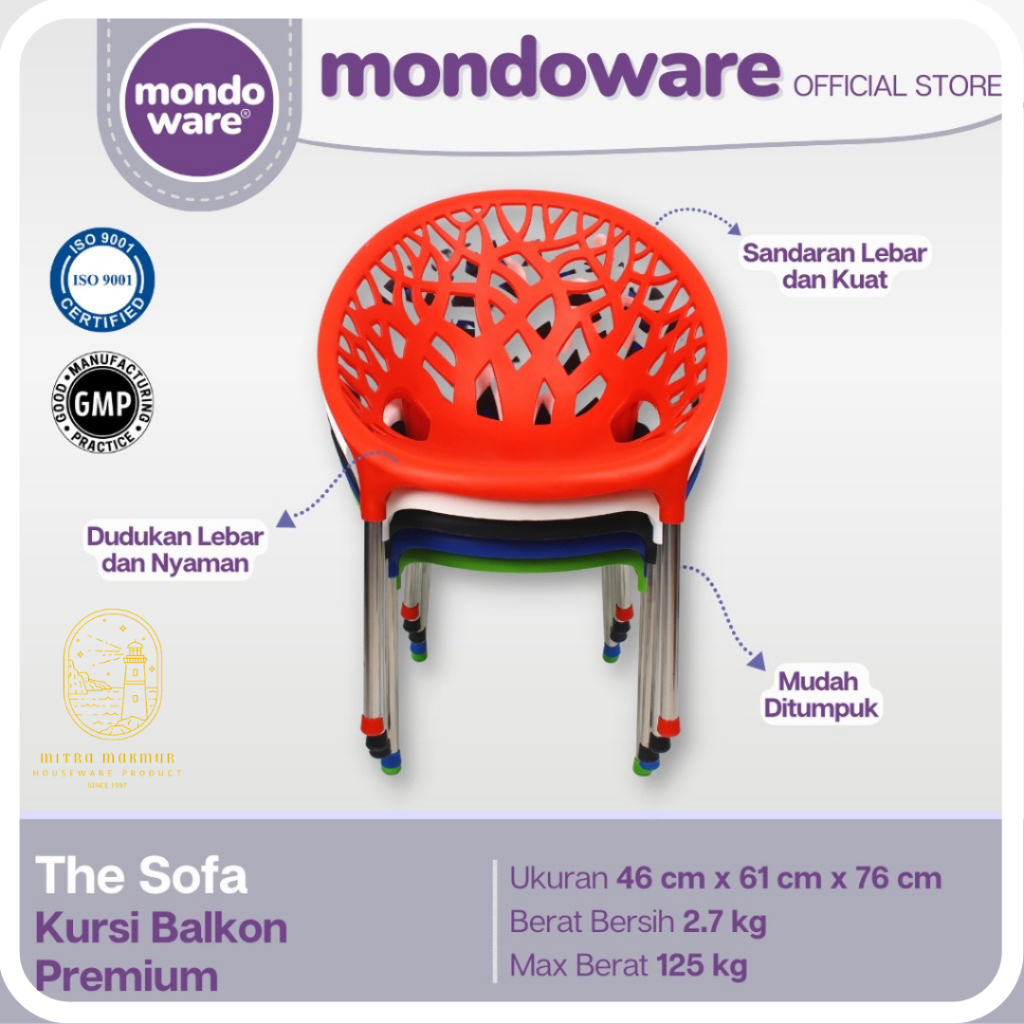 SALE!! MONDOWARE KURSI BALKON PLASTIK KURSI SANTAI PREMIUM KR5 BALCONY