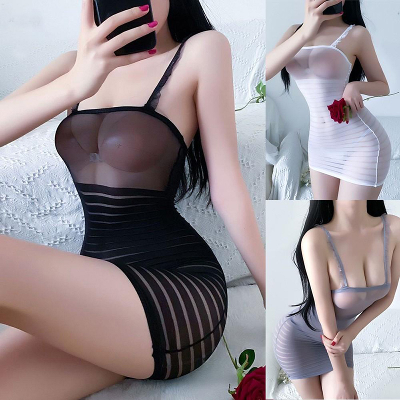 Sexy Lingerie Wanita hot transparan Mini Dress Club Party Dress Bodysuit 3A523