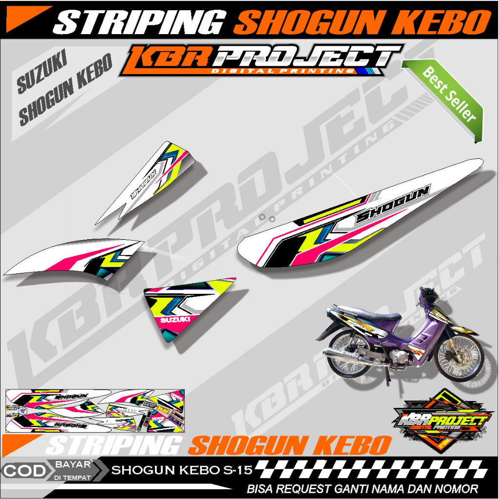 SHOGUN KEBO STIKER MOTOR KEREN Striping Lis Variasi Stiker Motor SUZUKI Racing S.15 TRANSPARAN Cod