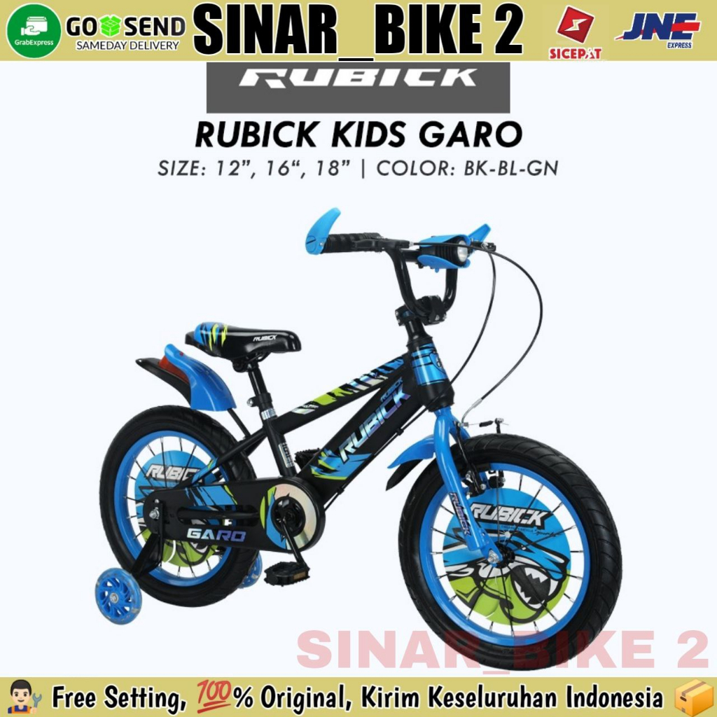Sepeda Anak Laki BMX Rubick Kids Garo Ukuran 12 , 16 &amp; 18 Inch Ada Lampu