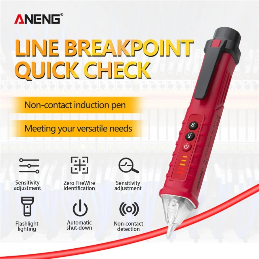 Non-Contact Ac Voltage Detector Aneng Tespen Sensor Bunyi