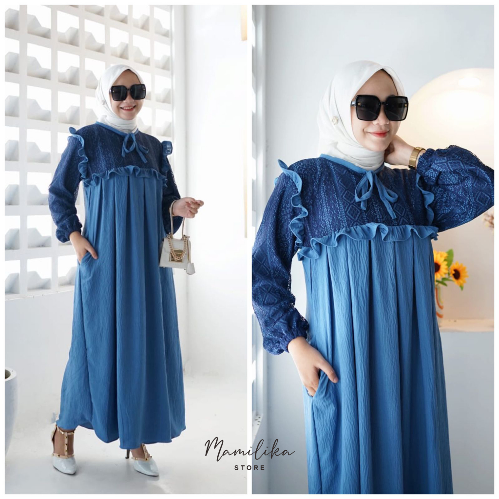 LUNA DRESS | GAMIS CRINKEL AIRFLOW BRUKAT LACE