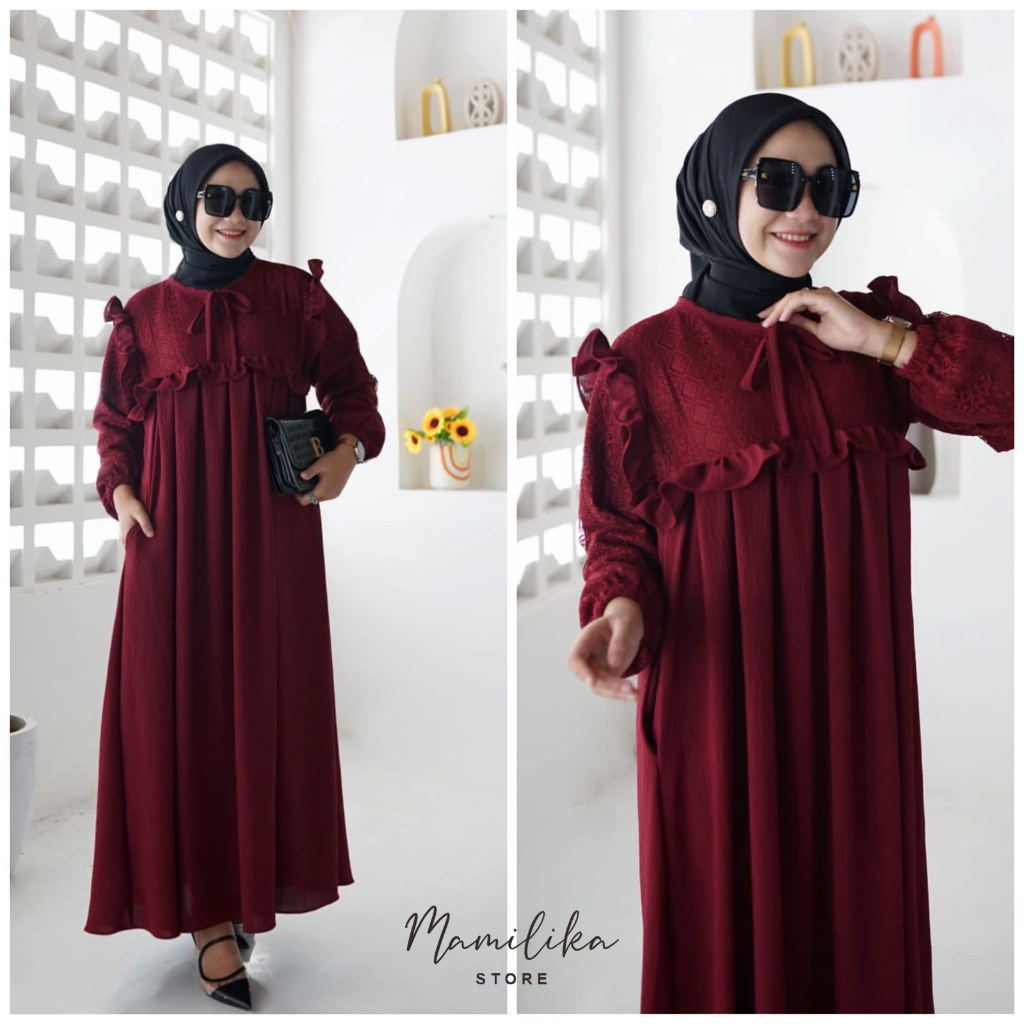 LUNA DRESS | GAMIS CRINKEL AIRFLOW BRUKAT LACE