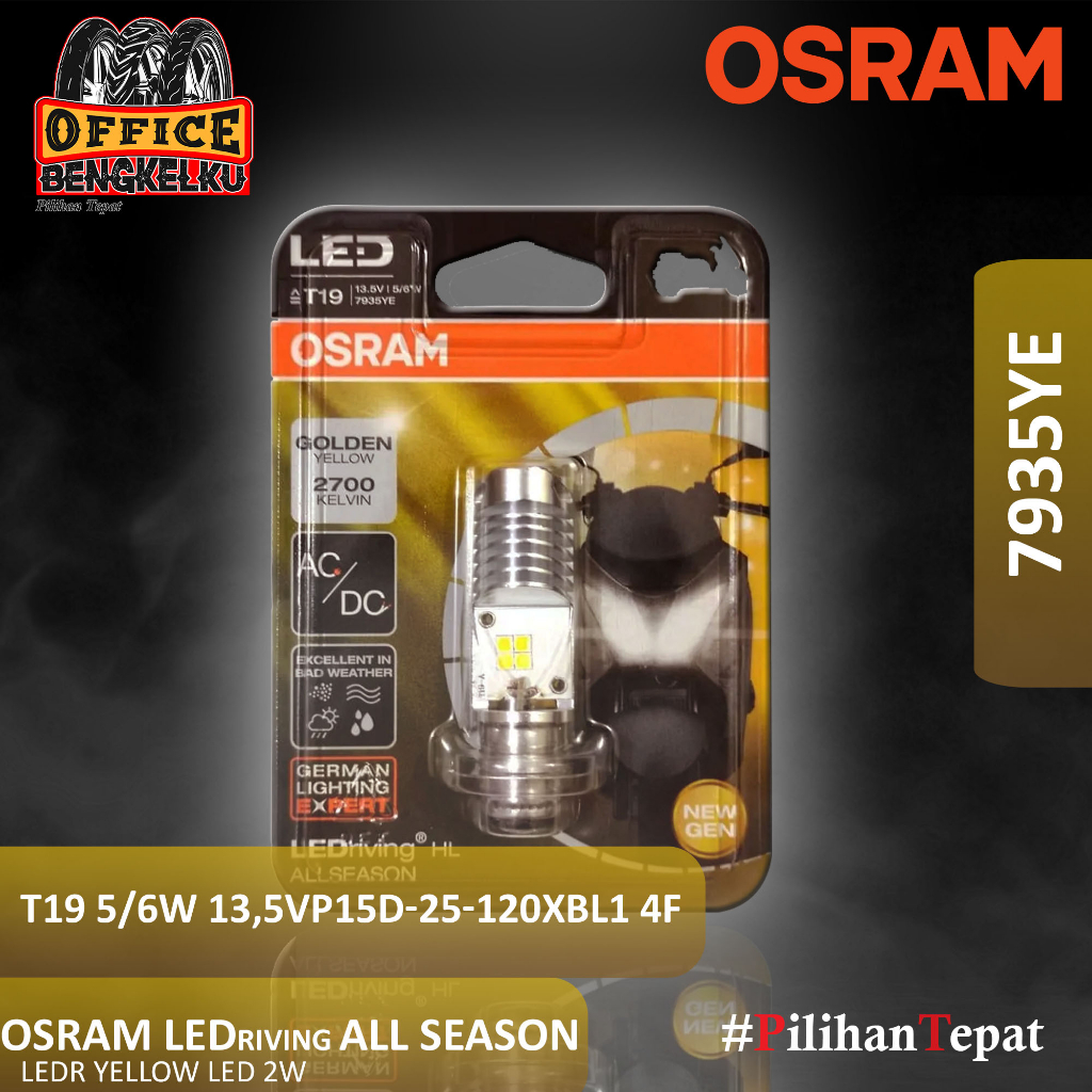 Osram Lampu Utama Motor Headlamp LED Honda Scoopy Dan Lainnya T19 LEDr YELLOW 7935YE