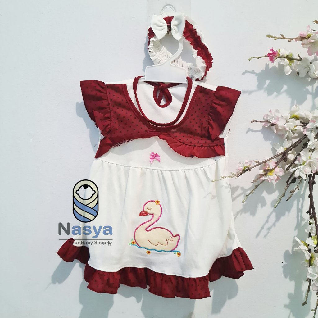 [P-043] Dress Bayi (0-6 bulan) / Setelan Bayi Perempuan Motif Girl + BANDANA