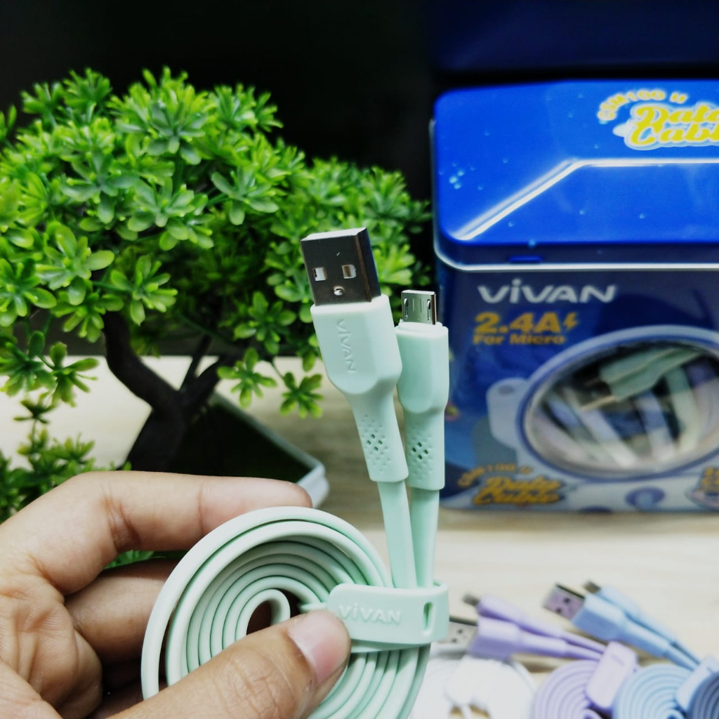 (1TOPLES 40PCS) KABEL DATA VIVAN DATA CABLE CSM100 II NEW COLORFULL MICRO-USB FOR ANDROID KABEL DATA SAMSUNG 2.4A 100CM