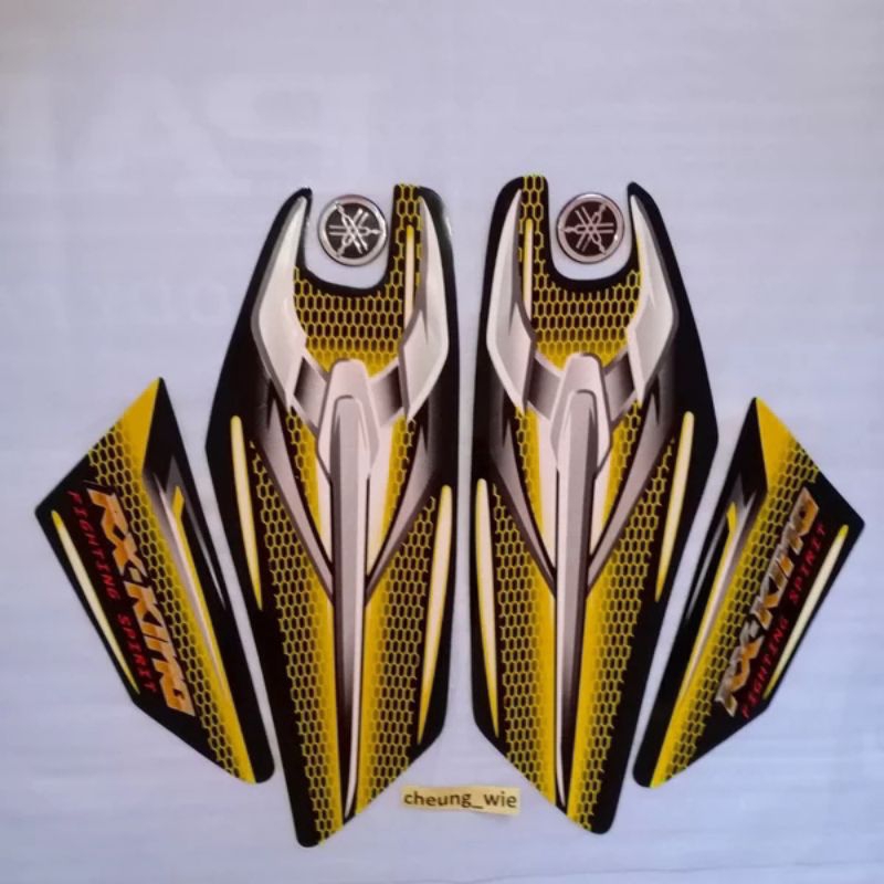 lis body/striping +Emblem Yamaha RX King New 2007 Kuning Hitam kw super