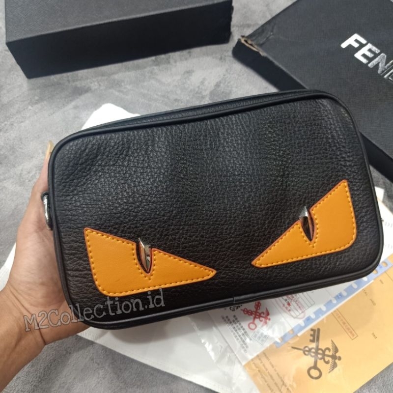 Tas Tangan FENDI Eyes Yellow clutch bag/handbag Leather premium quality