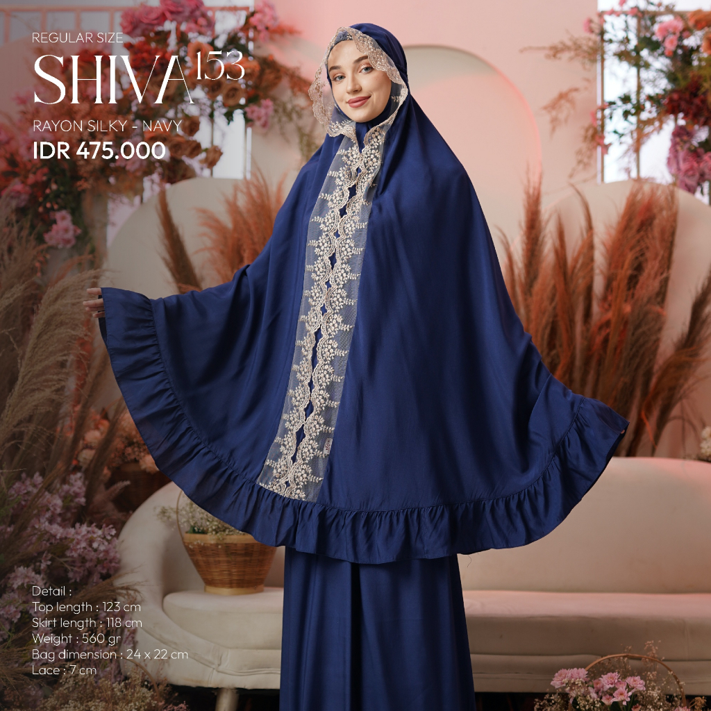 Mukena Tatuis Shiva 153 Rayon Silky Polos Renda Mewah Travel Navy Black Maroon Green