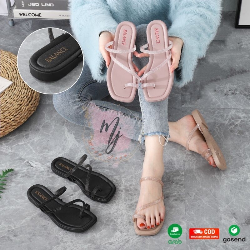 Sandal Wedges Silang Wanita Import