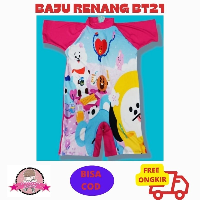 (MT) BAJU RENANG BT21 ANAK 2-13 TAHUN / BAJU KAOS BTS