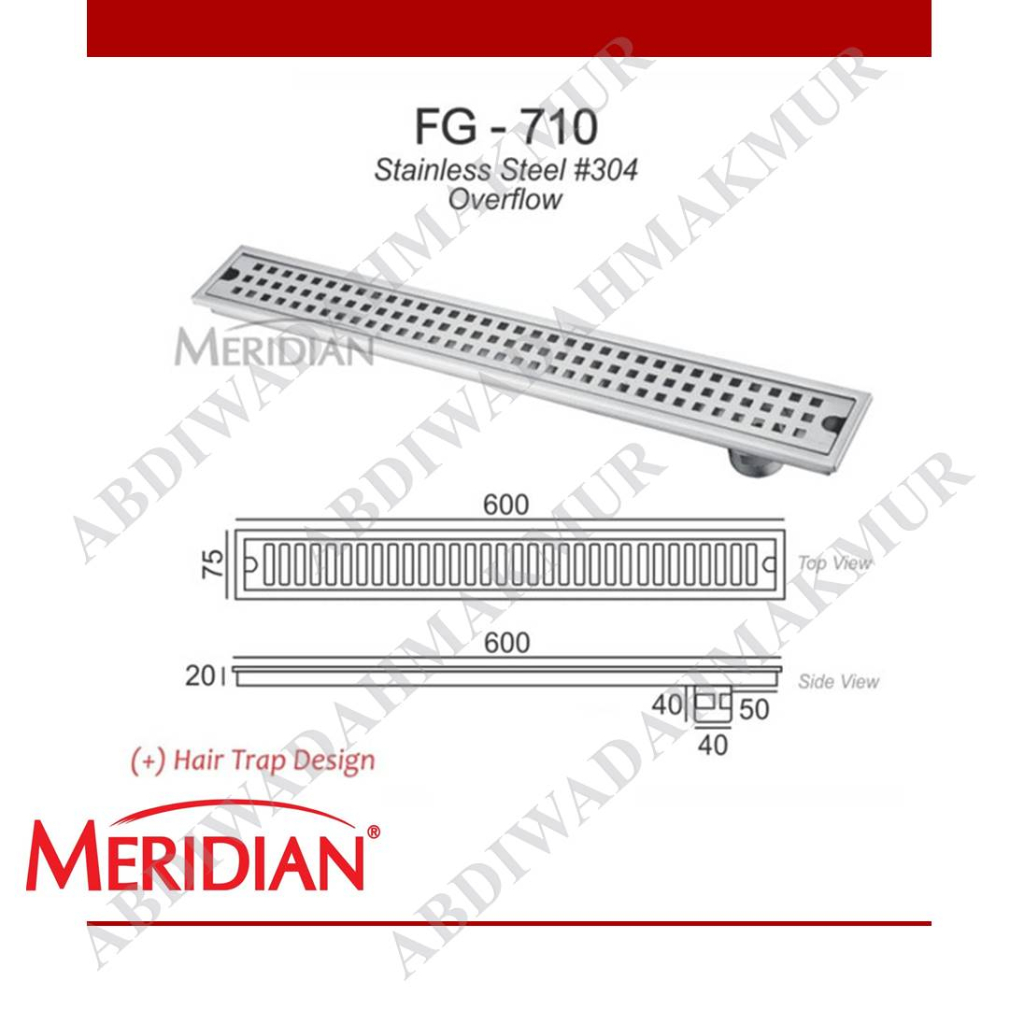 FLOOR DRAIN LINEAR SHOWER DRAIN MEREDIAN STAINLESS FG710