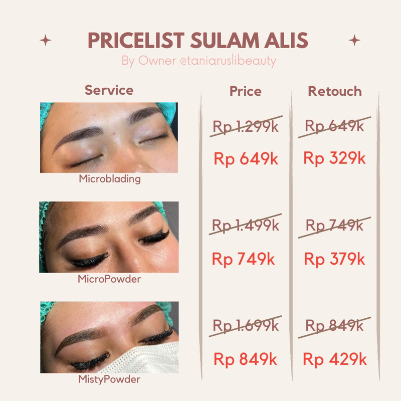 PROMO APRIL Disc. 50% Sulam Alis by @taniaruslibeauty Bandung