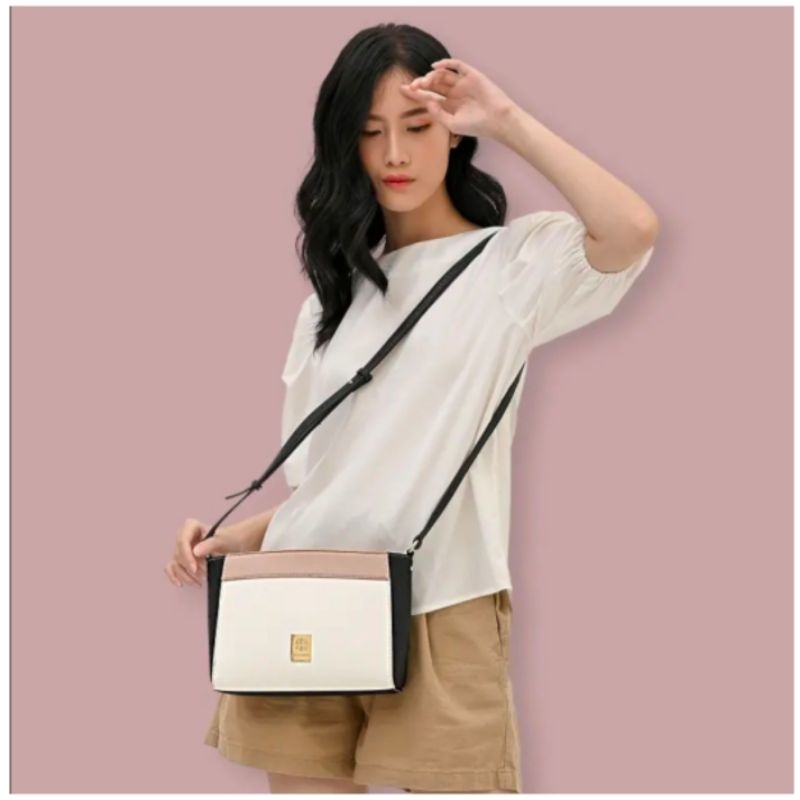 Tas Selempang Les Catino New York Chelsea Crossbody  White/Black/Rose/8
