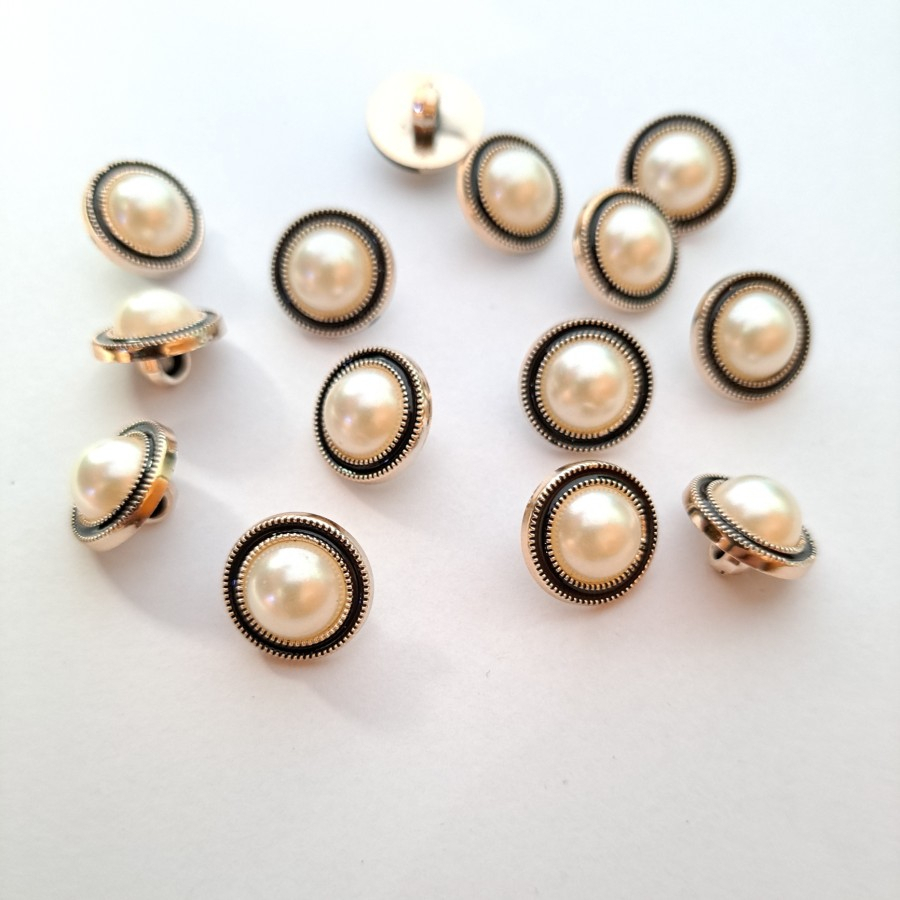 KANCING BAJU MUTIARA TIMBUL LIST HITAM 18 MM DAN 21 MM ISI 100 PCS