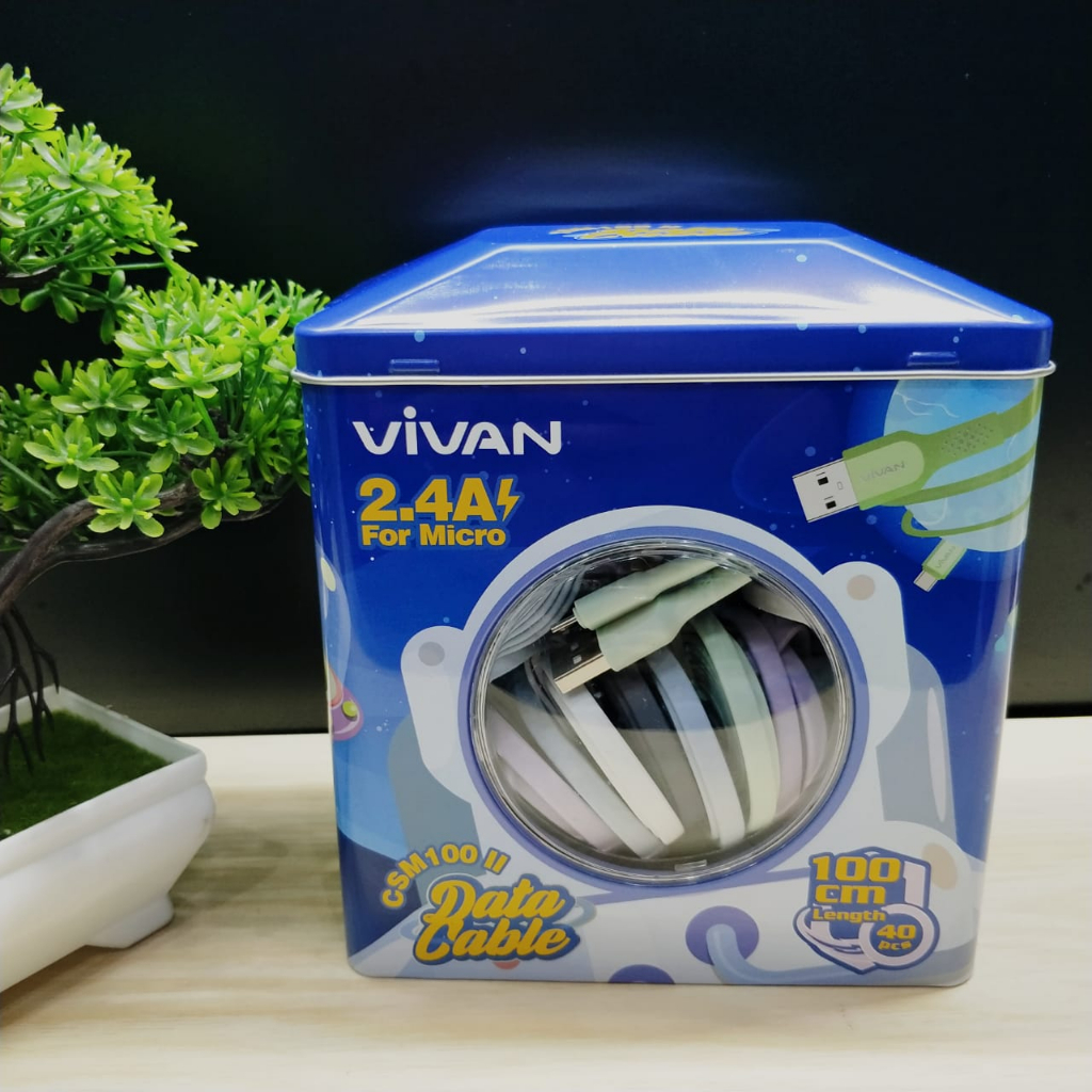 TERBARU (1TOPLES 40PCS) KABEL DATA VIVAN DATA CABLE CSM100 II NEW COLORFULL MICRO-USB FOR ANDROID KABEL DATA SAMSUNG  2.4A 100CM &amp; CSL100S II KABELDATA IPHONE