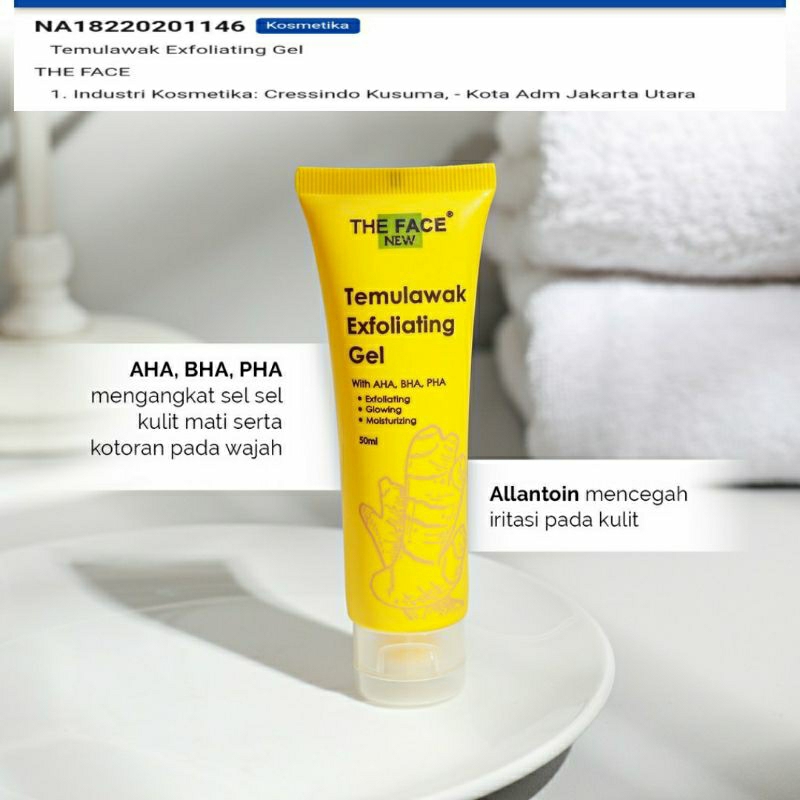 THE FACE TEMULAWAK EXFOLIATING GEL BPOM 50ml Original / AHA BPA PHA - Mencerahkan dan Mengangkat Sel Kulit Mati