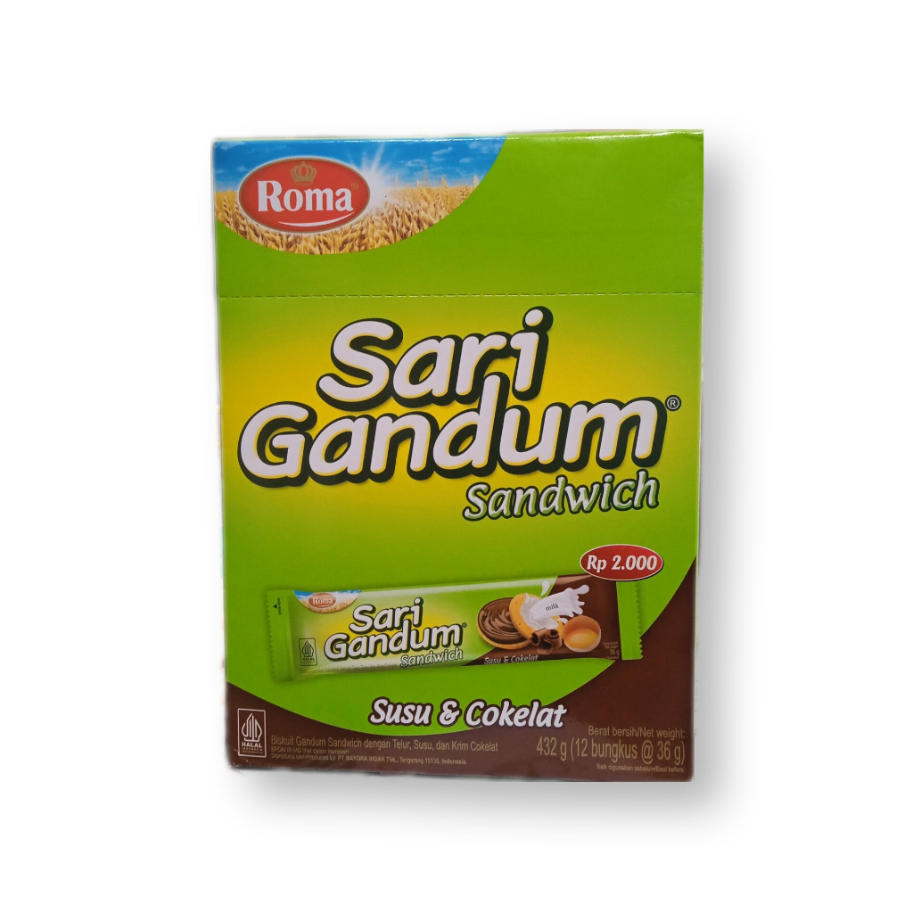 

ROMA SARI GANDUM SANDWICH SUSU & COKELAT 12 x 36 GRAM