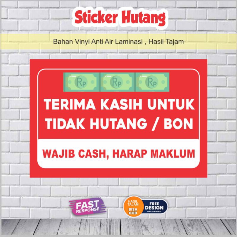 

Sticker Hutang vinyl Anti Air murah