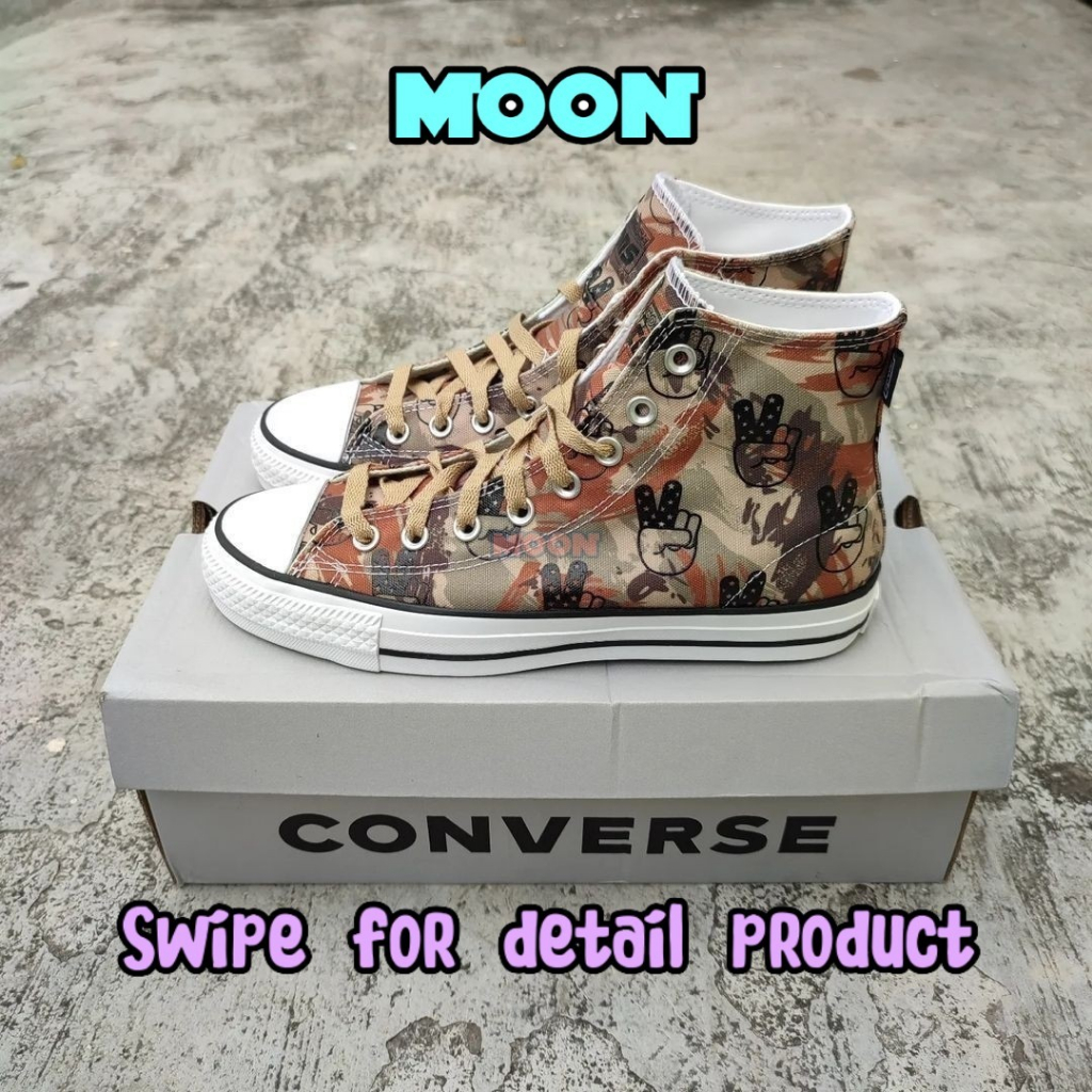 CONVERSE CTAS PRO CONS HIGH CAMO PEACE HAMADANI PINE CONE BROWN SNEAKERS ORIGINAL RESMI