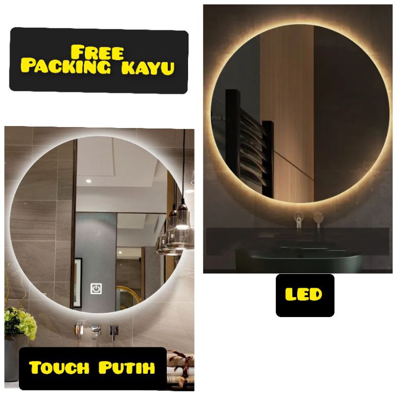 Cermin Led Make Up Rias Cermin Dinding Kamar Mandi Touch Screen