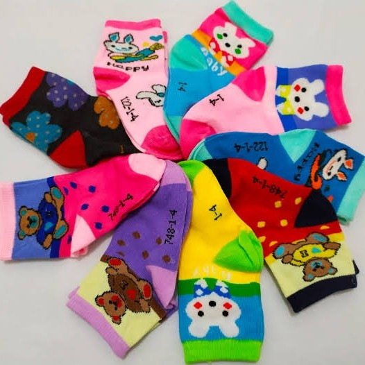 6 PASANG RANDOM KAOS KAKI BAYI MOTIF KARAKTER LUCU MODEL TERBARU IMPORT UKURAN 0-4 TAHUN