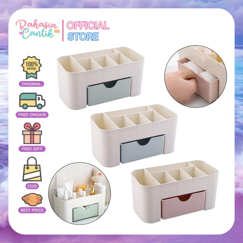 RAK KOSMETIK MINI PLASTIK / DESKTOP STORAGE RAK MEJA KOSMETIK / MULTIFUNGSI BOX / MAKE UP ORGANIZER