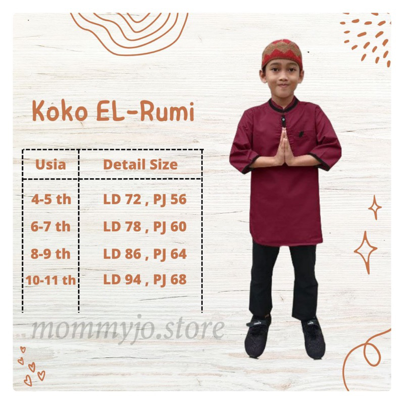 Baju Koko Anak El Rumi 4 - 5 tahun Toyobo Premium