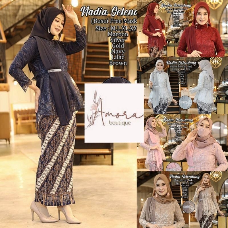 (Gratis Ongkir + Bayar Ditempat) Set / Atasan Kebaya Nadya Selendang Terlaris- Kebaya Modern - Kebay