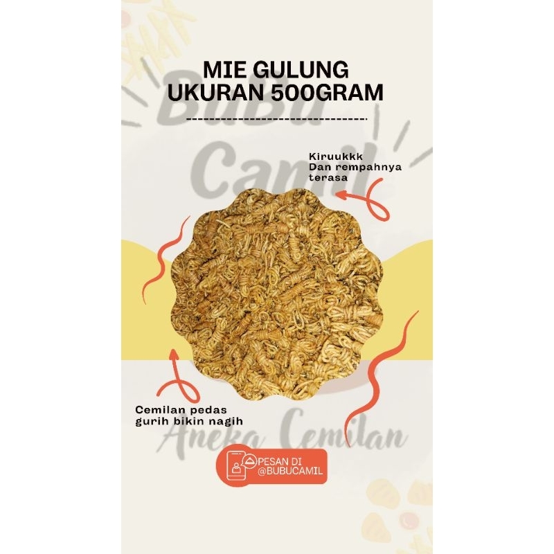 

MIE GULUNG UKURAN 500Gram CEMILAN PEDAS DAUN JERUK | KRIUK RENYAH