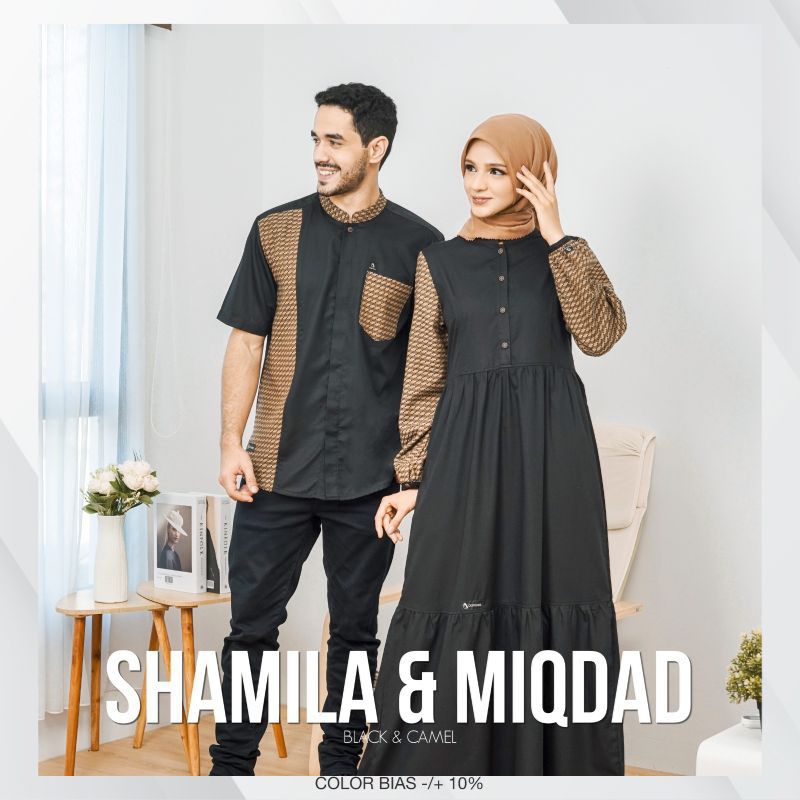 DAMOZA Original Gamis Shamila Koko Couple Miqdad Black Bronze Sarimbit Family Set Lebaran Terbaru 20