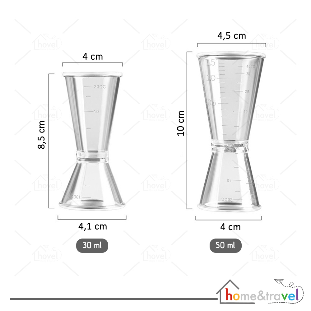 HOVELSHOP Jigger Acrylic Plastik Transparan Gelas Takar Minuman Serbaguna 10/20 ML 20/40 ML