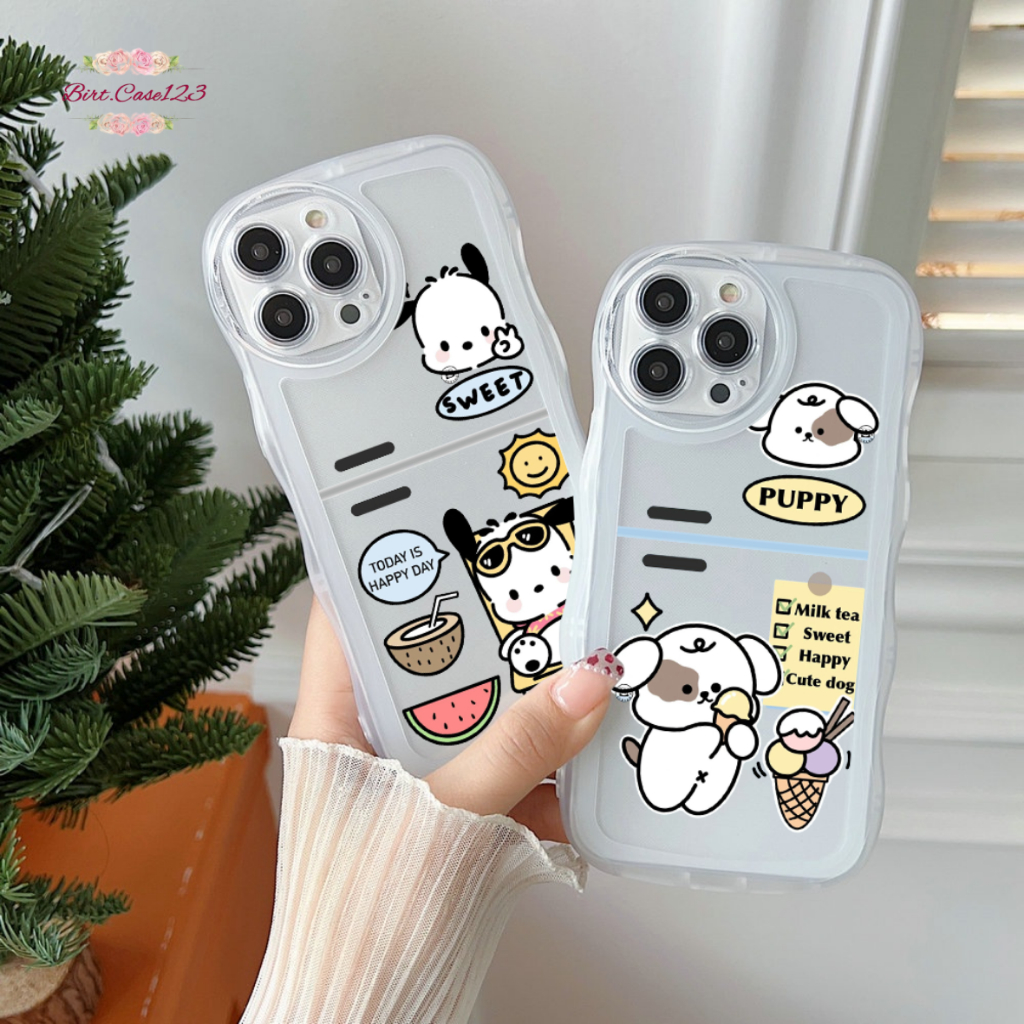 CUSTOM SOFTCASE WAVE GELOMBANG CLEAR CUSTOM PUPPY FOR IPHONE 7 8 7+ 8+ X XS XR XS MAX 11 12 13 14 PRO MAX PLUS BC7542