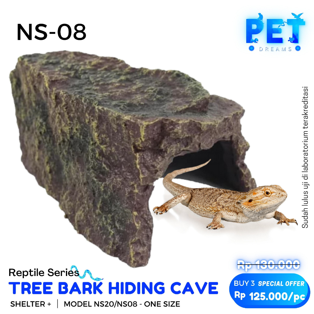 HIDING CAVE GOA RUMAH TEMPAT SEMBUNYI KANDANG REPTIL REPTILE KURA SULCATA TORTO PARDALIS NOMOY