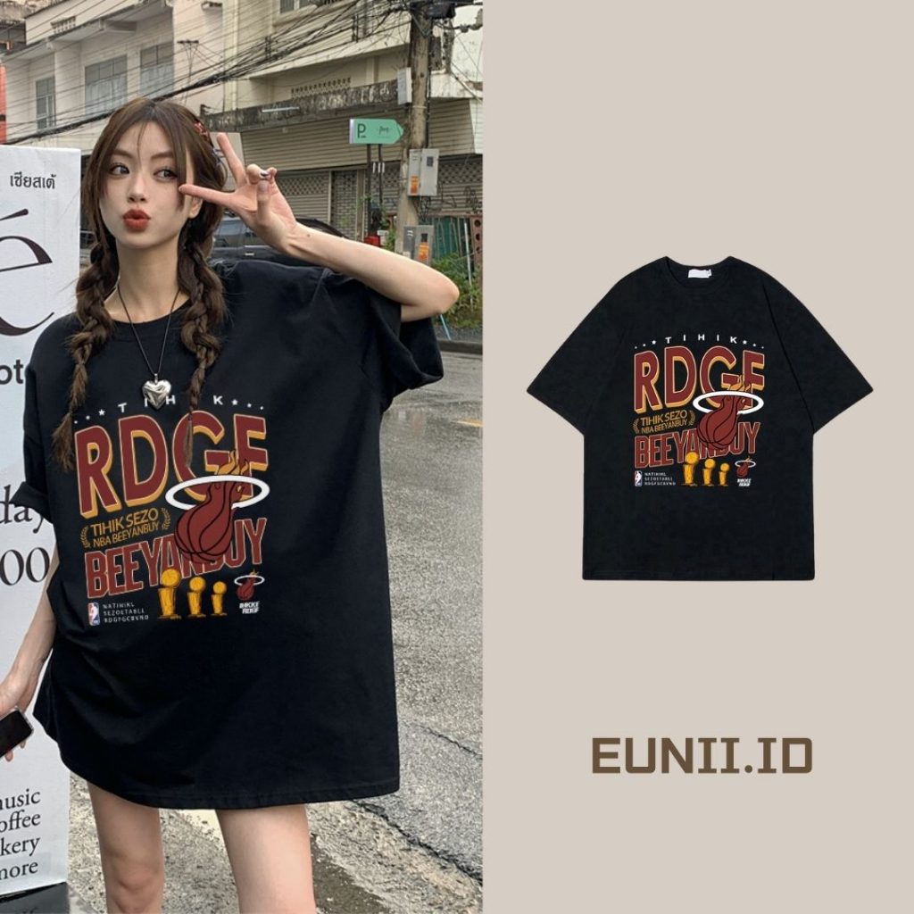 EUNII T-shirt Lengan Pendek Retro Baseball Korean Style/Kaos Atasan Wanita/Baju Kaus Oversize Wanita/Kaos Wanita