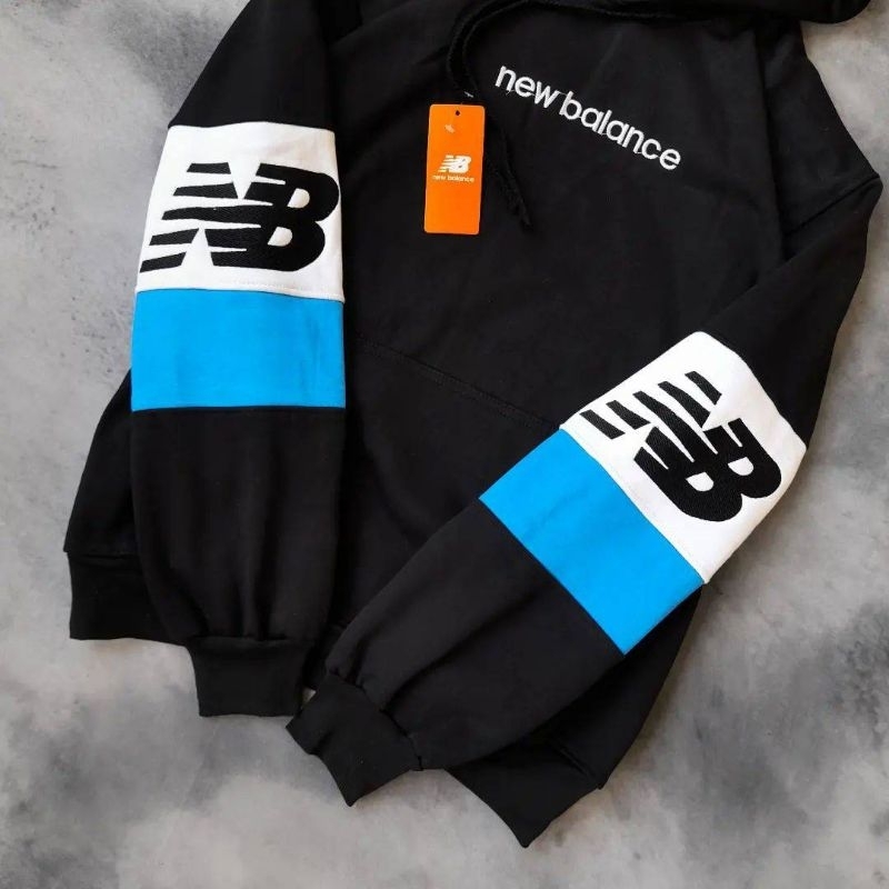 HOODIE JAKET SWEATER NEW BALANCE HITAM COMBY FULLTAG