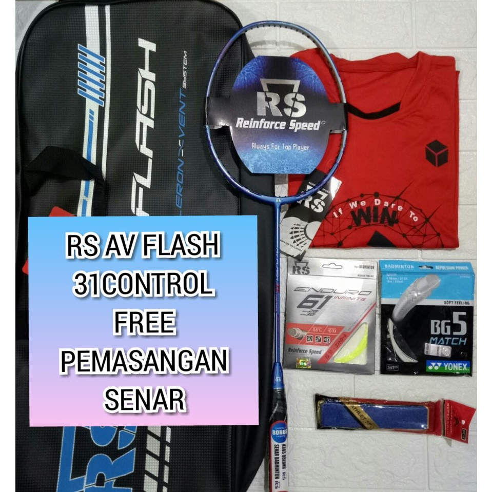 RAKET BADMINTON RS AV Flash 31 CONTROL ORIGINAL FREE PEMASANGAN SENAR