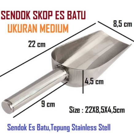 Sendok Es batu Tepung Stainlees Steel Ukuran Medium