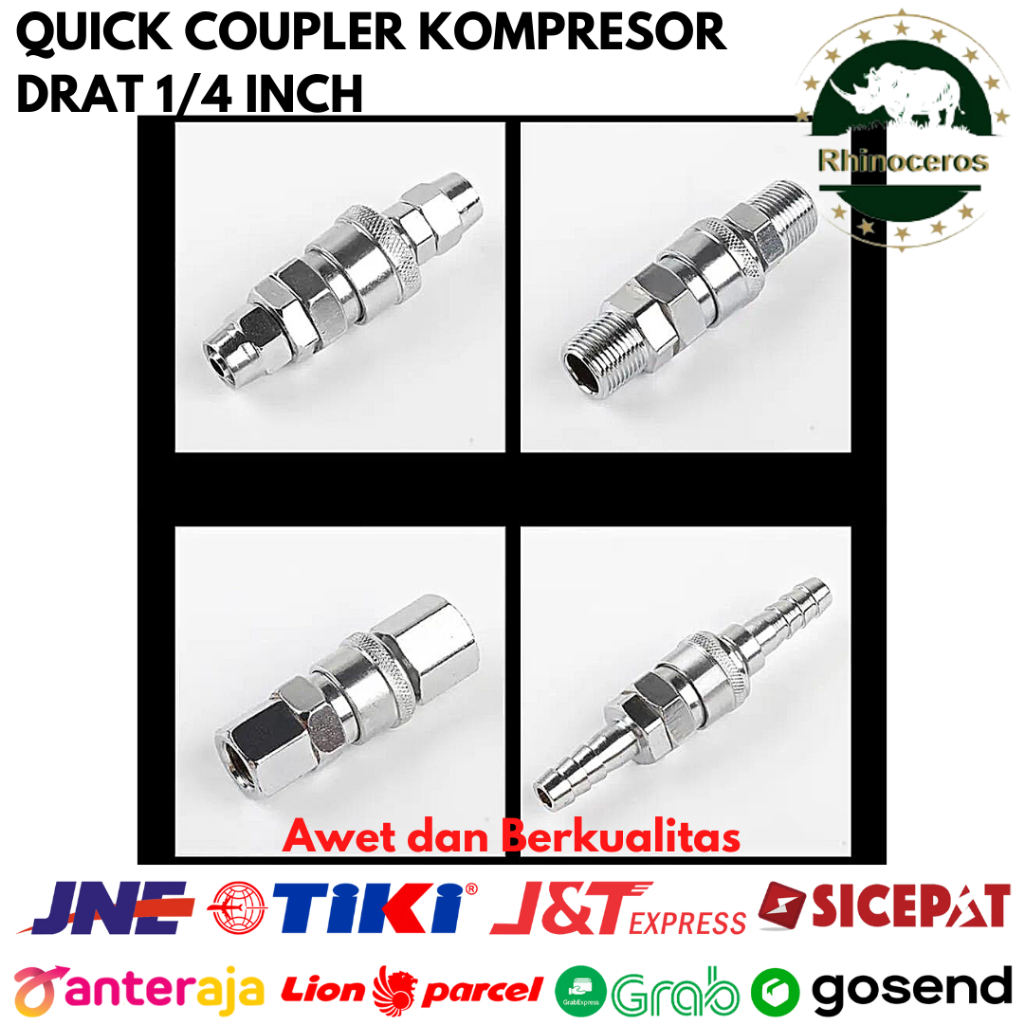 Quick Coupler Connector Angin Neple Kompresor Universal Drat 1/4 Inch