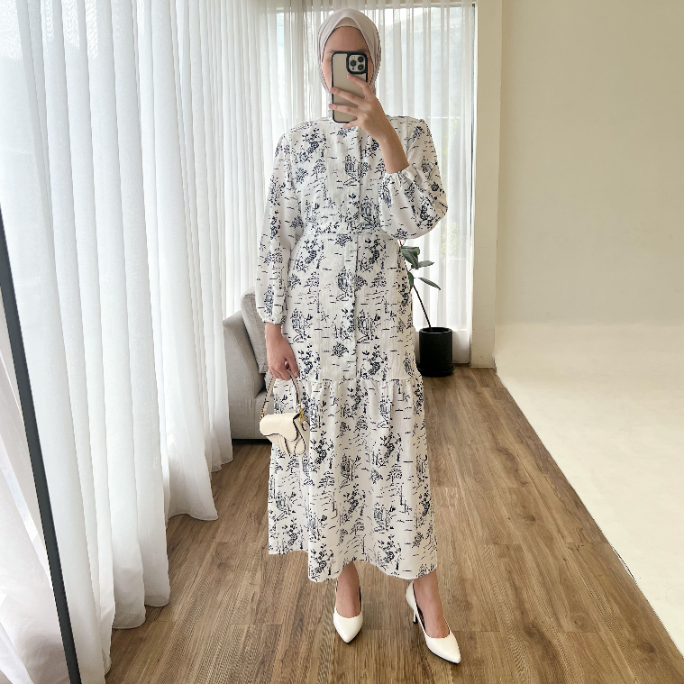 Salwa Dress Motif Mewah - Fashion Muslim - Dress Wanita Korea - Casual Dress