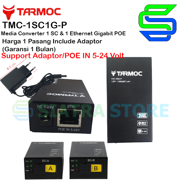 Tarmoc TMC-1SC1G-P | 1 FO 1 LAN Gigabit POE IN 5-24V HTB GS-03 A+B ( HTB Mini )