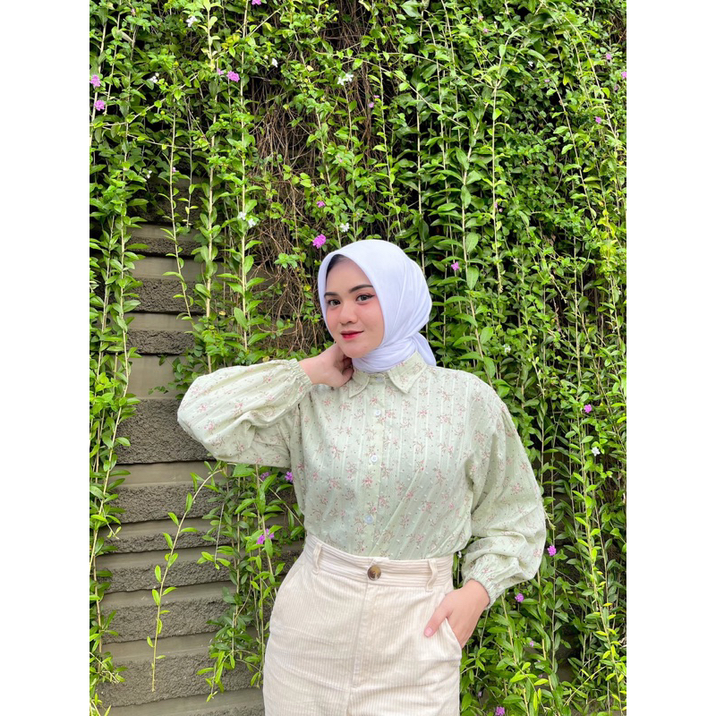 Alea Blouse Cotton Korean Look Flower Shirt by Vitafa