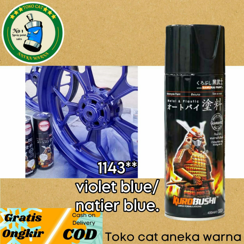 SAMURAI PAINT 1143** VIOLET BLUE / NATIER BLUE 400ML CAT SEMPROT SPRAY PAINT PILOX PILOK